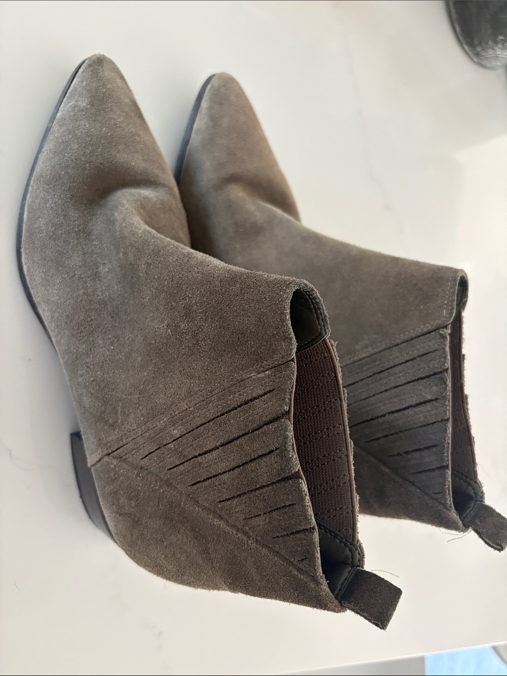 Guess Taupe Suede Pointed Ankle Booties